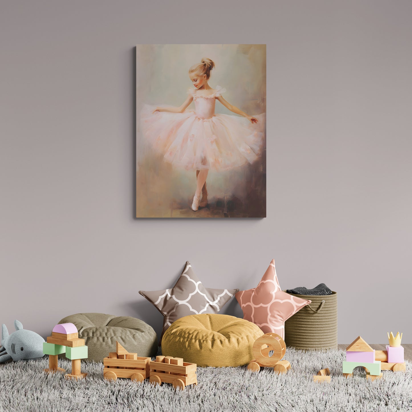 Канава за закачане на стена с розова балерина, подходяща за детска стая или момиче