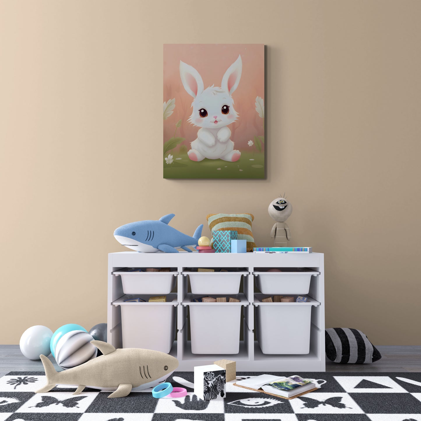 Канава за детска стая със сладко зайче